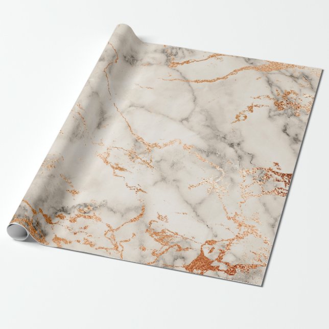 Papel De Presente Acentos Castanhos e Padrão Abstrato Branco (Desenrolado)