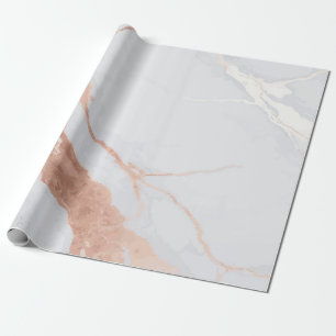 Papel De Presente Acentos Sofisticados em Dourado Rosa sobre Mármore