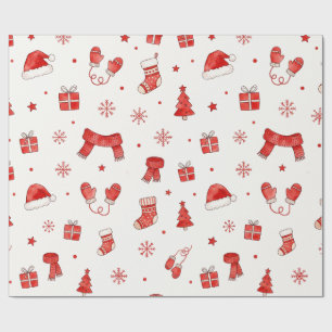 Papel De Presente Acessórios de Natal Vermelhos Modernos Padrão de E