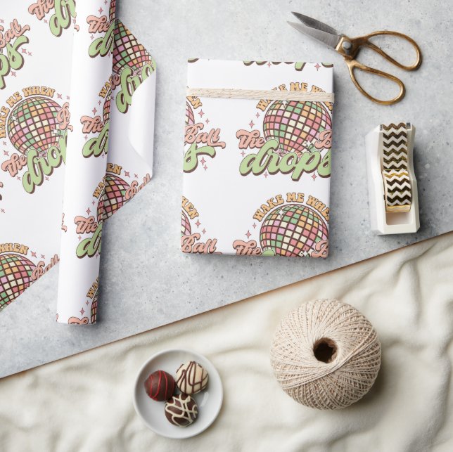 Papel De Presente Acordar Quando A Bola Cair Ano Novo 2024 (Artesanato)