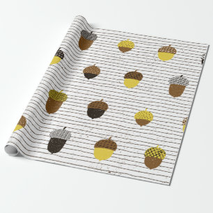 Papel De Presente Acorn padrão perfeito. Decoração de outono.