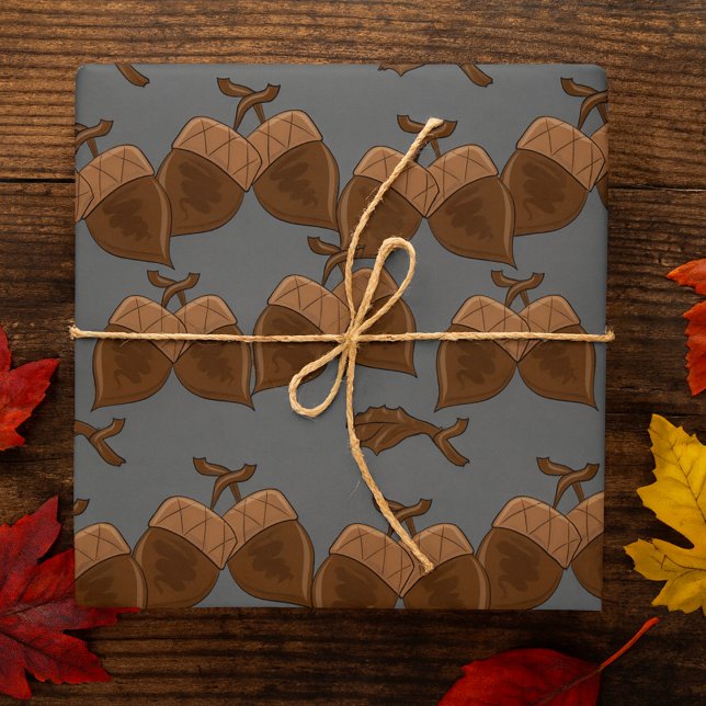 Papel De Presente Acorns Rustic Autumn Nature (Criador carregado)