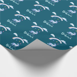 Papel De Presente Acredite com um Unicórnio Watercolor sob um arco-