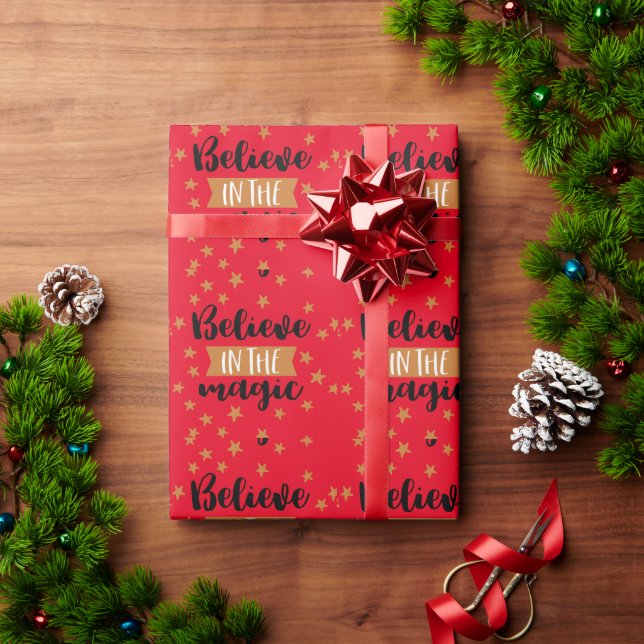 Papel De Presente Acreditem no Magic Christmas Gift Wrapping Paper (Presente de Natal)