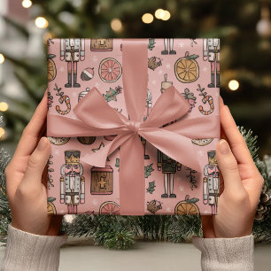 Papel De Presente Acrilata Noz Nutcracker Rosa 