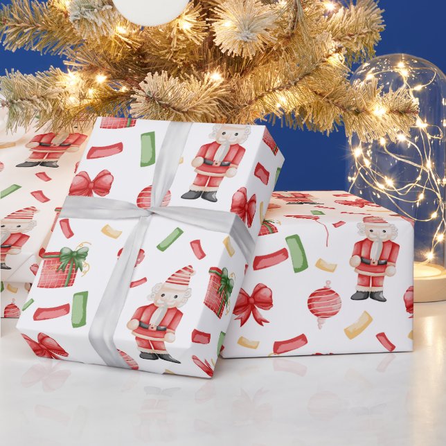 Papel De Presente Acrílico a guache Natal Nozes e Decorações (Feriados)