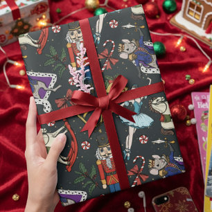 Papel De Presente Acrilico Preto Moderno Quebra-Nozes Rei Rato Baila