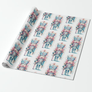 Papel De Presente Acrilico Rosa Azul Quebra-Nozes