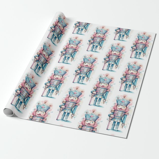 Papel De Presente Acrilico Rosa Azul Quebra-Nozes (Desenrolado)