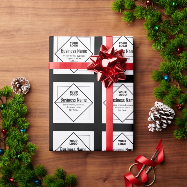 Papel De Presente Add Your Logo Customizable Template (Presente de Natal)