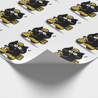 Papel De Presente Adesivo de Gato Preto Fofo e Gorducho
