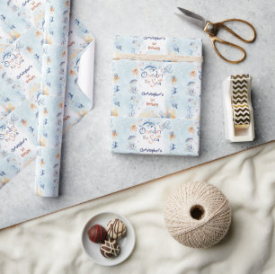 Papel De Presente Adesivo de primeiro aniversário Blue Oneder o mar