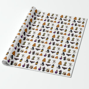 Papel De Presente Adesivos de Halloween Fofos e Assustadores – Abóbo