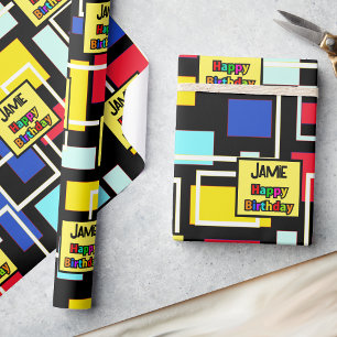 Papel De Presente Adição de Nome de Aniversário Personalizada do Mei