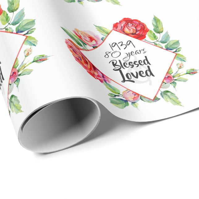 Papel De Presente ADICIONAR Nascer Ano Aniversário Presente para Ros (Ponta do rolo)