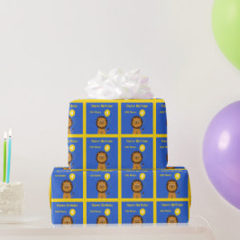 Papel De Presente Adicionar nome ao quarto aniversário, azul