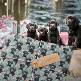 Papel De Presente Adicionar Nome Labrador Puppy Natal Moderno