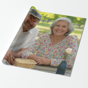 Papel De Presente Adicionar Personalização de Foto Aposentada