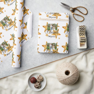 Papel De Presente adicionar seu nome foto estrela dourada simples mi