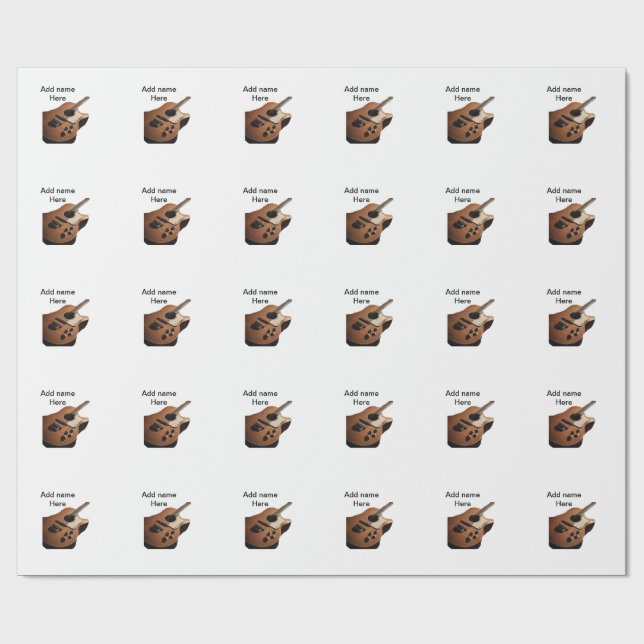 Papel De Presente Adicione o nome do texto guitarra acústica castanh (Aberto)