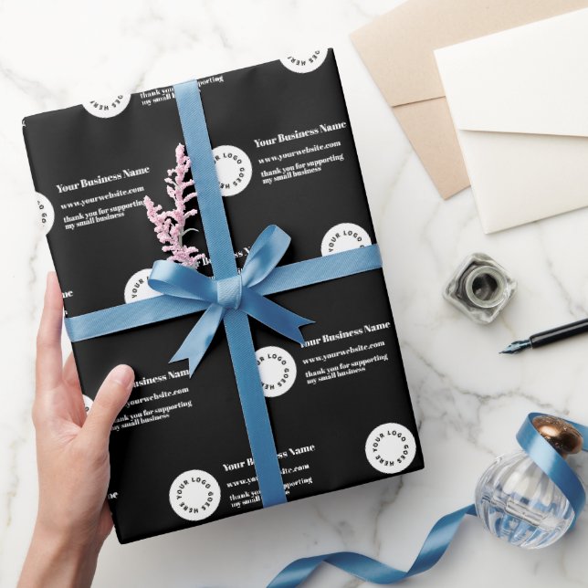 Papel De Presente Adicione seu logotipo preto (Presentear)