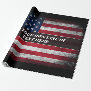 Papel De Presente Adicione seu texto ao sinalizador americano