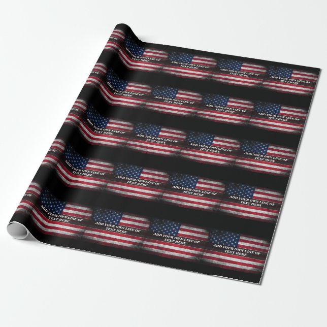 Papel De Presente Adicione seu texto na bandeira americana (Desenrolado)