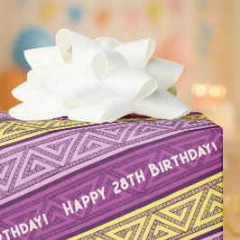 Papel De Presente Adicione Sua Idade Feliz Aniversário Celta Stripe 
