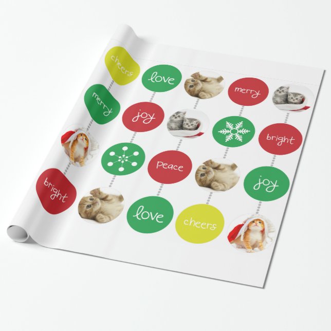 Papel De Presente Adicione sua própria foto de gatinho bonito no Nat (Desenrolado)