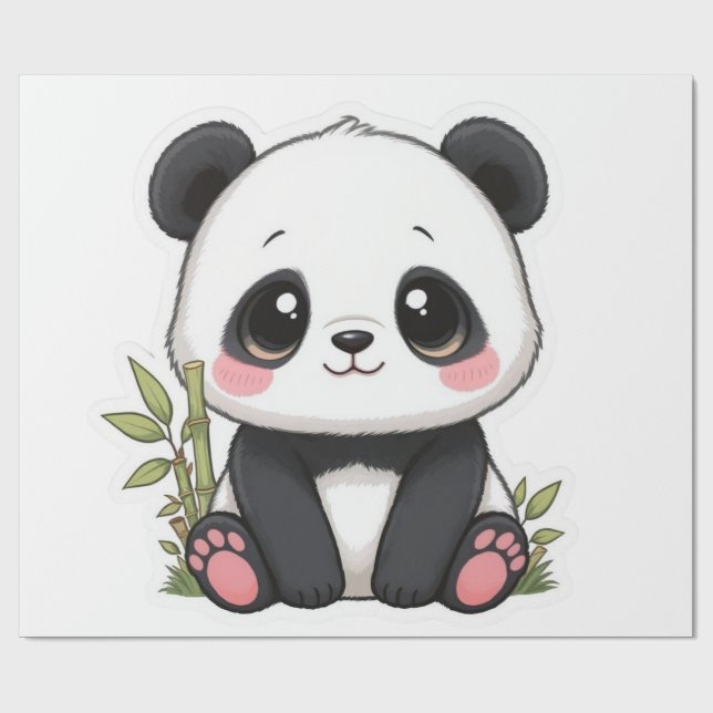 Papel De Presente Adorable Baby Panda Bamboo (Aberto)