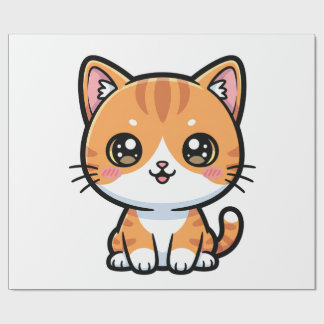 Papel De Presente Adorable Kawaii Ginger Cat Cartoon Character