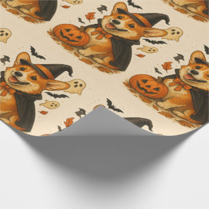 Papel De Presente Adoráveis Amantes de Cães Festivos de Halloween