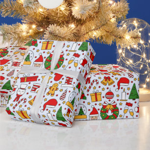 Papel De Presente Adoráveis Homens De Natal E Pão De Gengibre