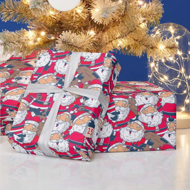 Papel De Presente Adoráveis Papai Noel de Natal (Feriados)