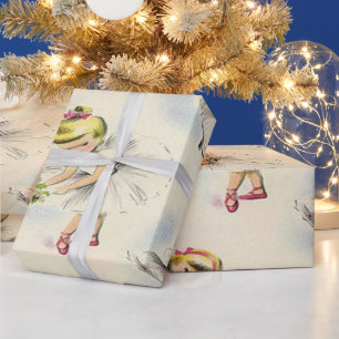 Papel De Presente Adoráveis Pequenas Ballerinas Gatinhos de Natal Ho