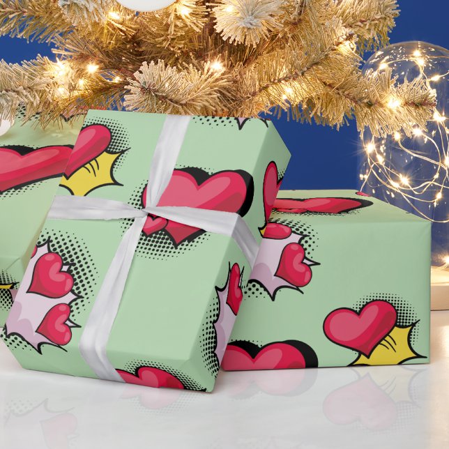 Papel De Presente Adoráveis presentes cardíacos vermelhos e pretos (Criador carregado)