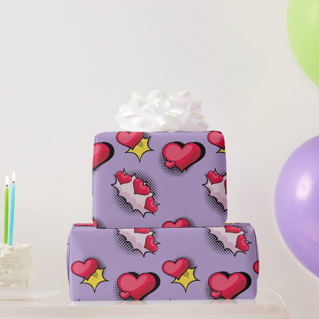 Papel De Presente Adoráveis presentes cardíacos vermelhos e pretos (Criador carregado)