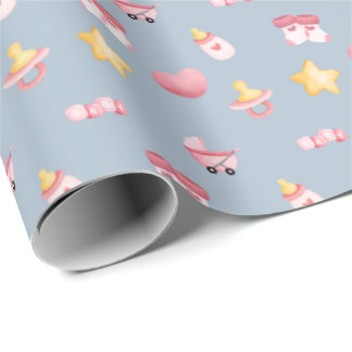Papel De Presente Adorável Bebê Garota Enfrentada
