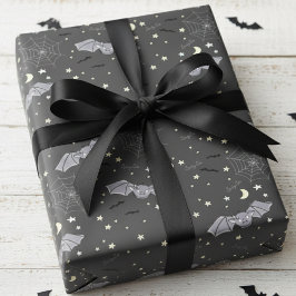 Papel De Presente Adorável Black Spooky Bonito Gatinho Bats Hallowee