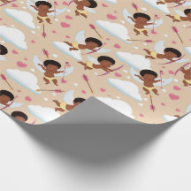 Adorável Cherub Afro-Americano com Corações