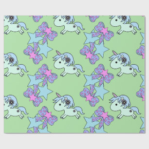 Papel De Presente Adorável com fita Unicórn Star Super Bonita
