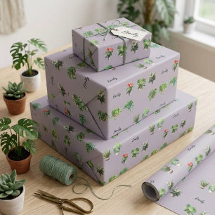 Papel De Presente Adorável Nome Personalizado Amante de Plantas