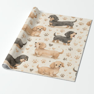 Papel De Presente Adorável padrão de aquarela de cachorrinho (1)