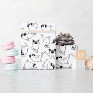 Papel De Presente adorável padrão de ioga cachorro branco ao fundo