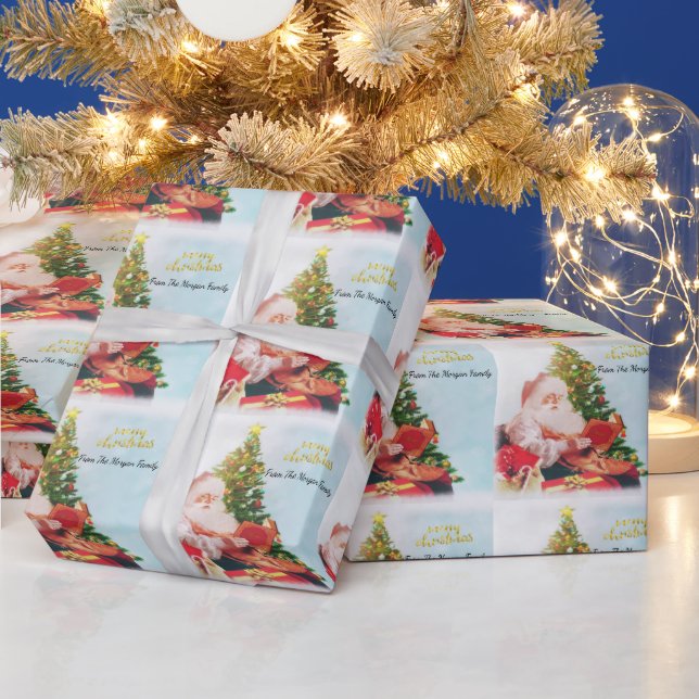 Papel De Presente Adorável Pinheiro Papai Noel Natal (Feriados)