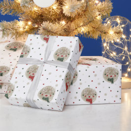 Papel De Presente Adorável Reindeer de Natal - branco
