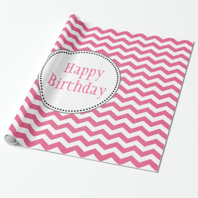 Papel De Presente adorável, Trendy, clássico aniversário de chevron  (Desenrolado)