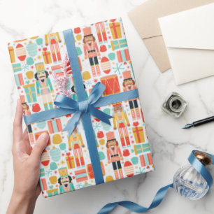 Papel De Presente Adornos de Natal Coloridos de Nozes Flocos de Neve