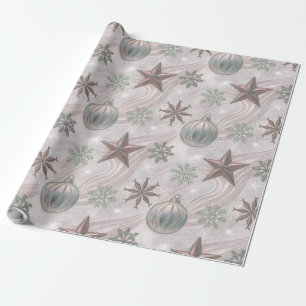 Papel De Presente Adornos Macios de Inverno Vintage & Flocos de Neve