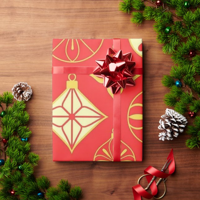 Papel De Presente Adornos Nórdicos (Presente de Natal)